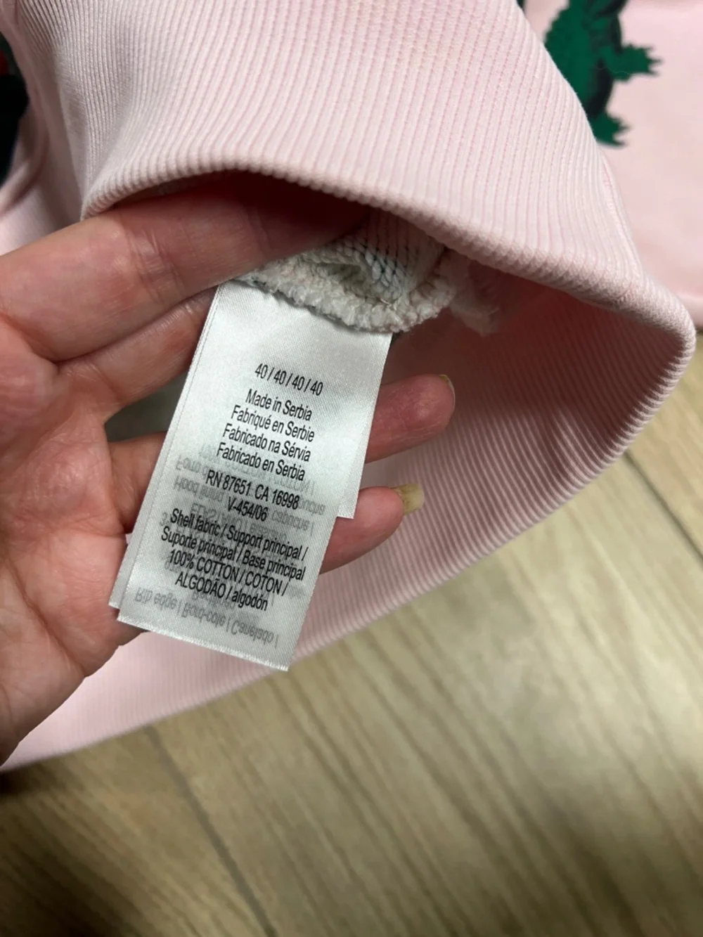 Lacoste Pink Hoodie with Green Crocodile & Graphic Print - Picture 3 of 6